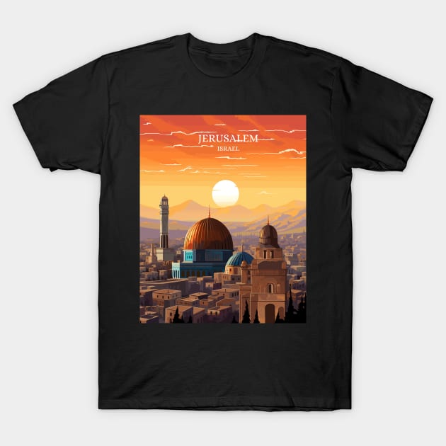 Jerusalem, Israel, city view Travel Art T-Shirt by TripleTravelArt